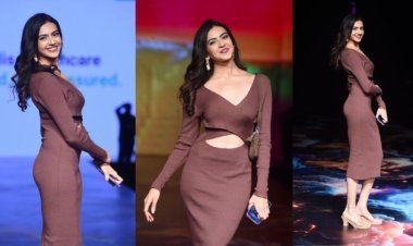 Kashika Kapoor Turns Heads at Bombay Times Fashion Week in a Dazzling Brown Dress with a Plunging Neckline