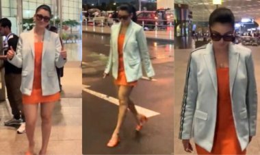 Urvashi Rautela Channels Her Inner Boss Lady Vibes in Orange Mini Dress and Blazer