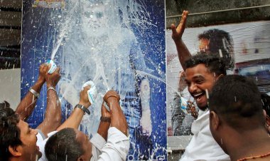 Rajinikanth's charm was such that fans were seen dancing and singing outside the theatre, anointed with milk