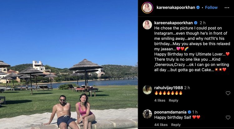 Kareena Kapoor lavished love on Saif Ali Khan's birthday, shared a romantic picture, and wrote Dil Ki Baat
