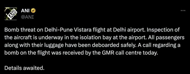 Vistara Flight: Bomb threat in Delhi-Pune Vistara flight, passengers disembarked, investigation underway