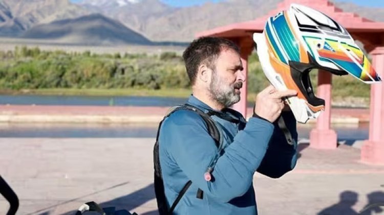 Rahul Gandhi Takes Bike Ride to Pangong Lake in Ladakh