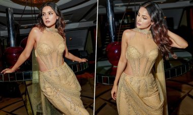 Shehnaaz Gill Radiates Glamour in Halter Neck Ethnic Ensemble