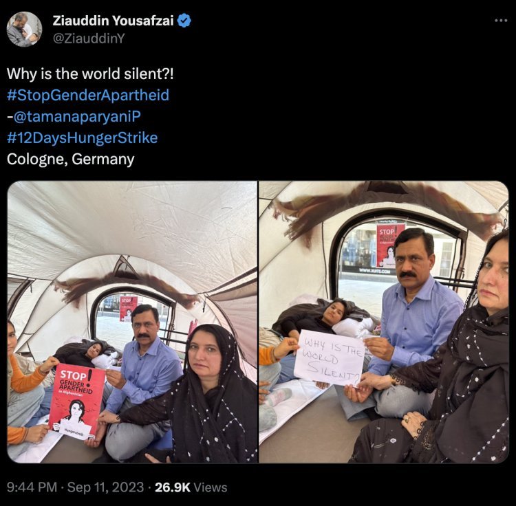 Protest in Germany for 10 days over gender apartheid, Malala Yousafzai's father condemned anti-women policies