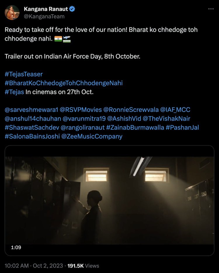 Tejas Teaser: 'If you tease India, we will not leave it', Kangana Ranaut releases powerful teaser of 'Tejas' with warning