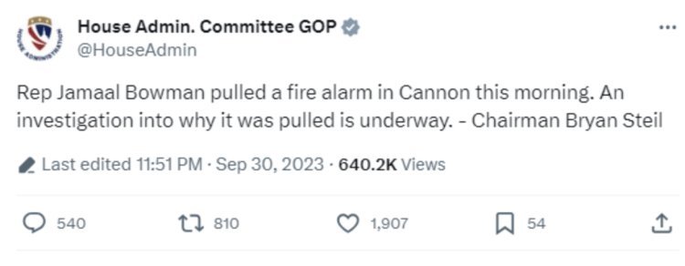 Fire alarm suddenly went off during the funding bill, creating chaos; Biden's party MP admitted mistake
