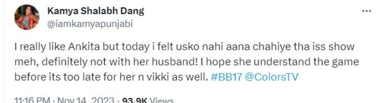 Bigg Boss 17: 'I hope he understands before it gets late', Kamya gives advice to Ankita regarding Vicky