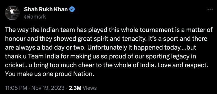 World Cup 2023: Shah Rukh Khan wrote a heart-touching message for Team India, this post went viral