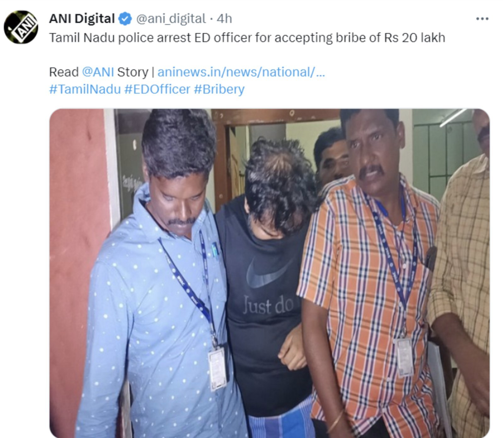 ED officer Ankit Tiwari bribery scandal, Tamil Nadu Vigilance and Anti Corruption Wing raided ED office