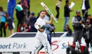 South Africa lead against India in the first innings, Dean Elgar and Jansen at the crease.