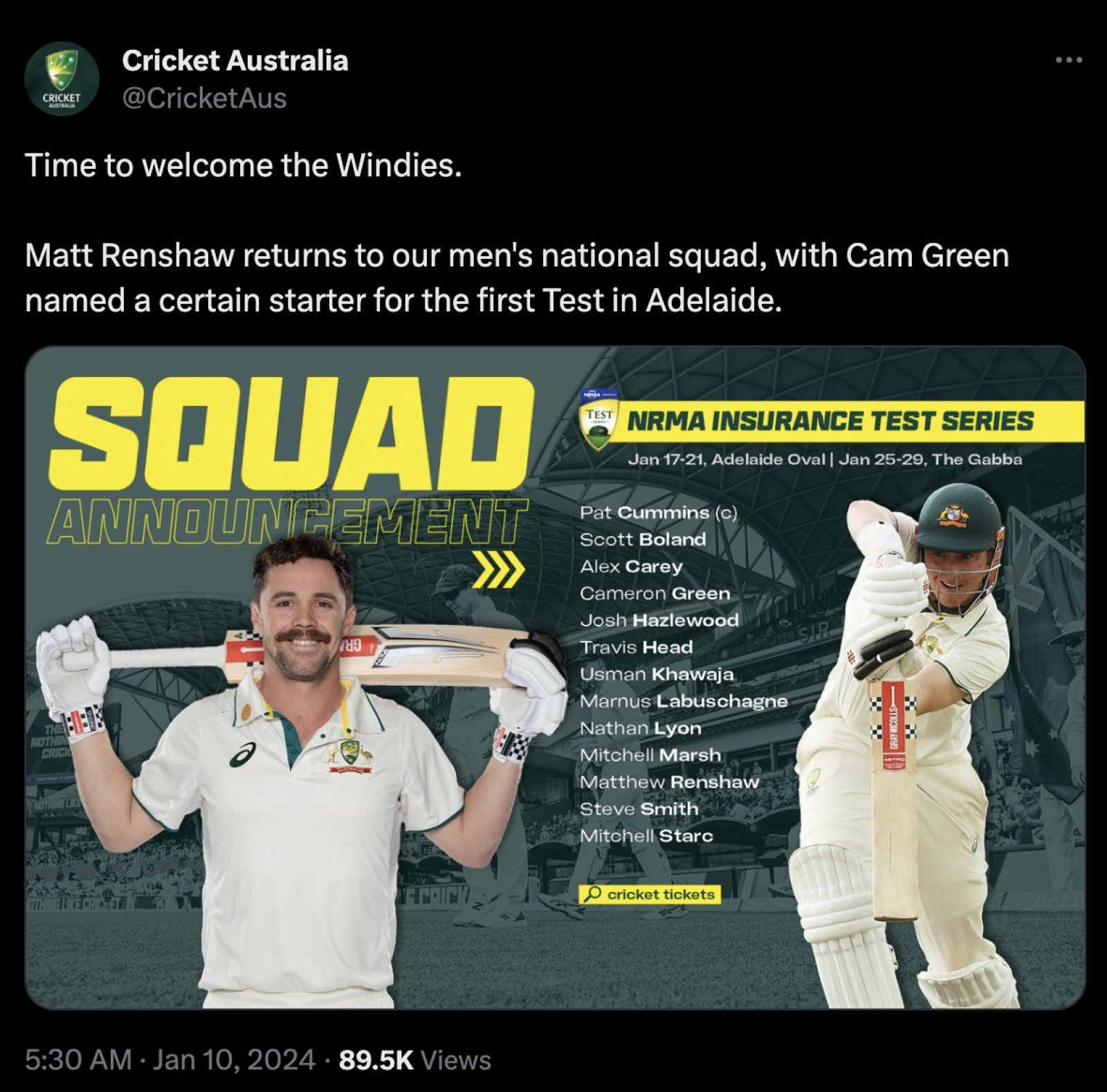 Australian team announced, this player will now open in place of David Warner in Tests