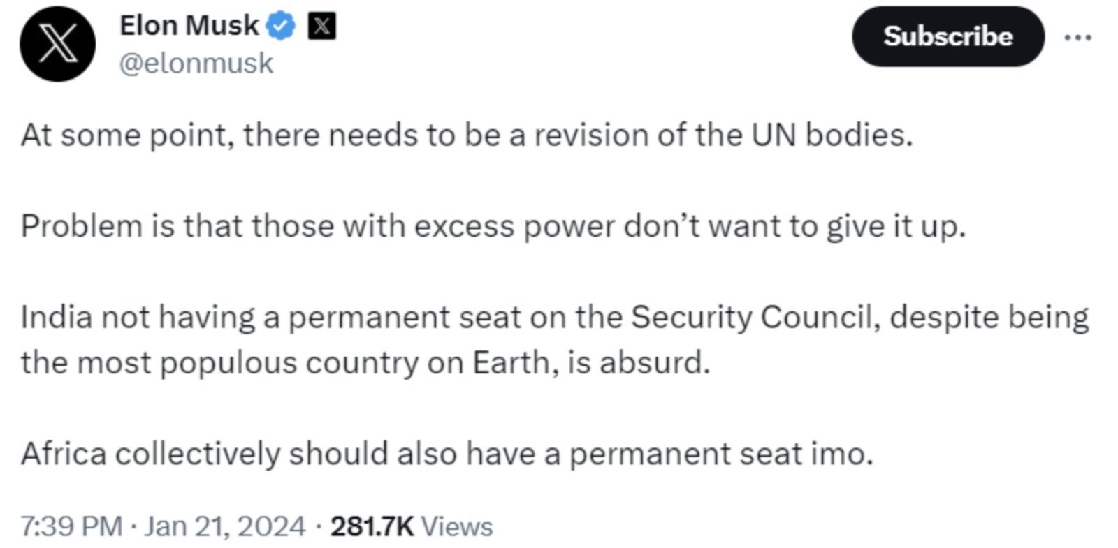 Elon Musk said– India should join the United Nations Security Council; It is absurd for this not to happen, change is necessary
