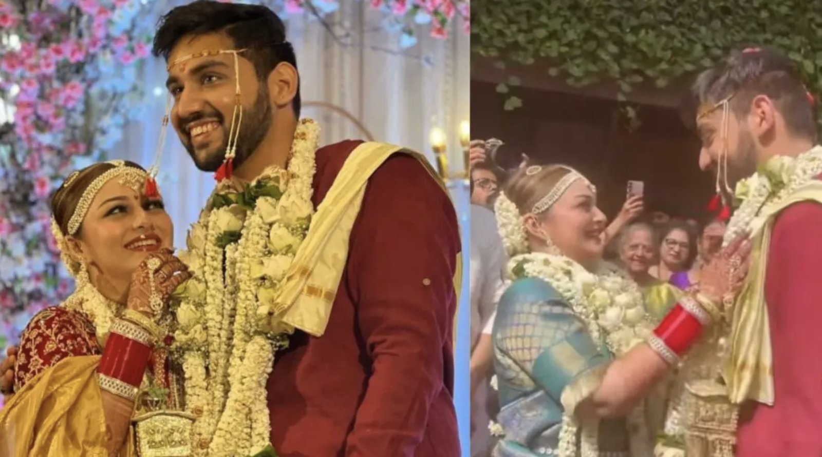 Ishqbaaz fame Neha Lakshmi Iyer gets married walks with Rudraysh Joshi in red Nauvari saree