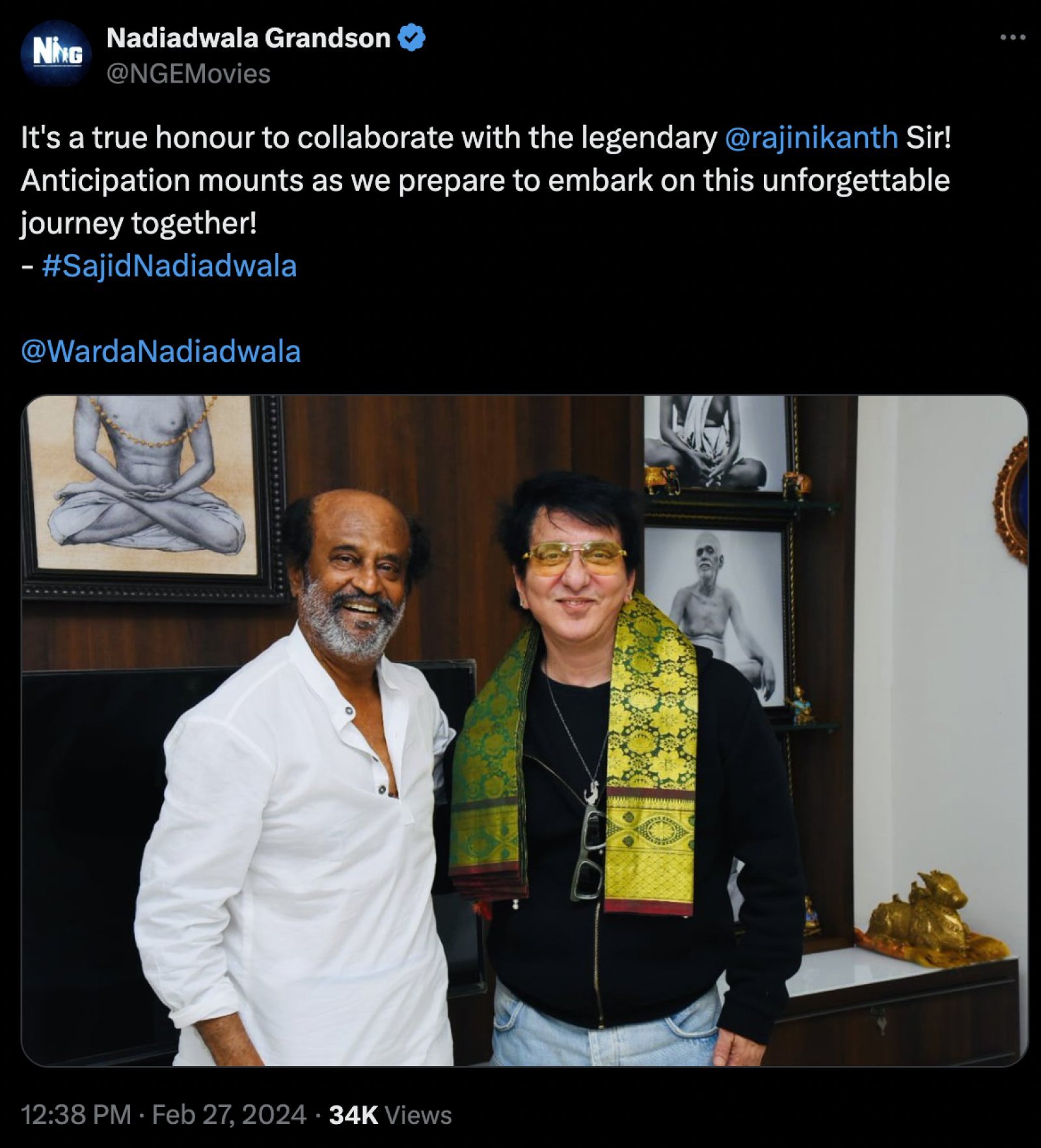 Rajinikanth will be seen in Sajid Nadiadwala's next film! Director shared the picture and gave a hint
