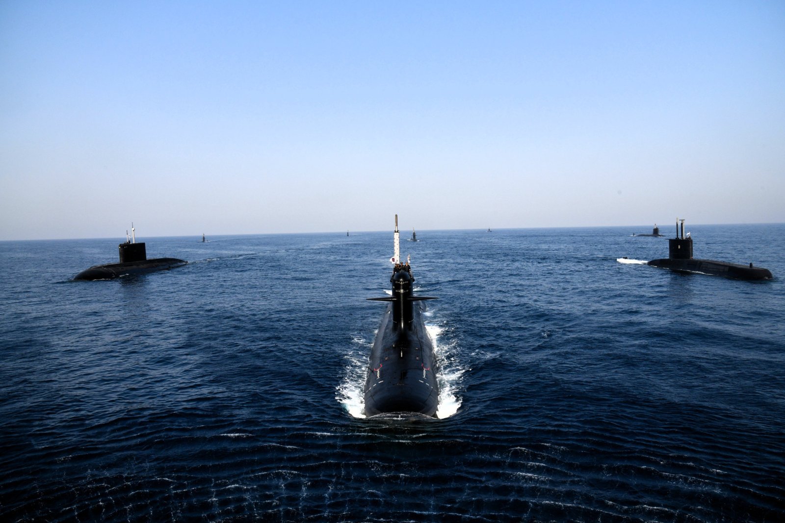 Eight submarines from the Indian Navy displayed their combined might in the Arabian Sea
