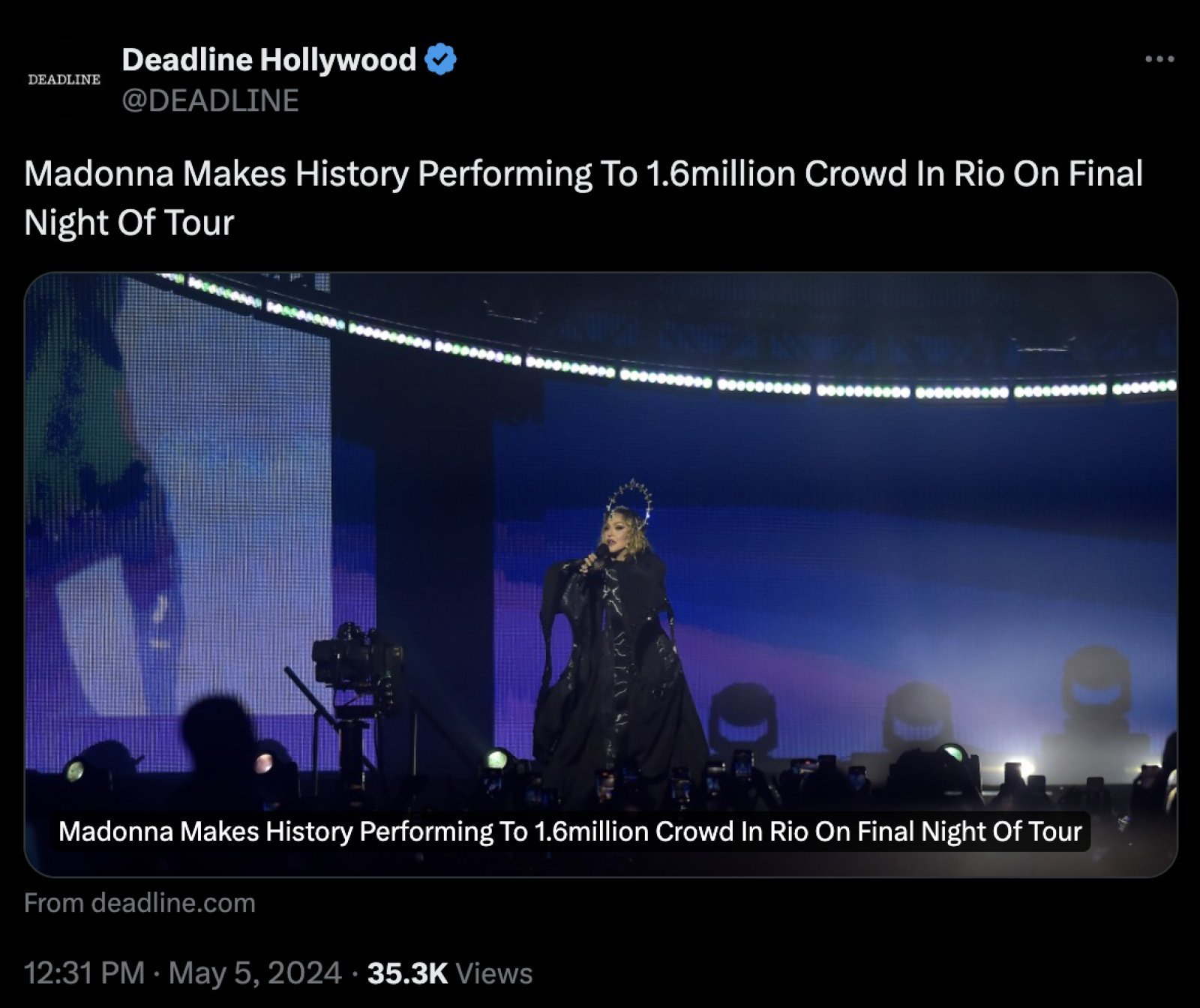 Pop queen Madonna created history, a crowd of 16 lakh fans gathered in Rio de Janeiro to listen to the singer