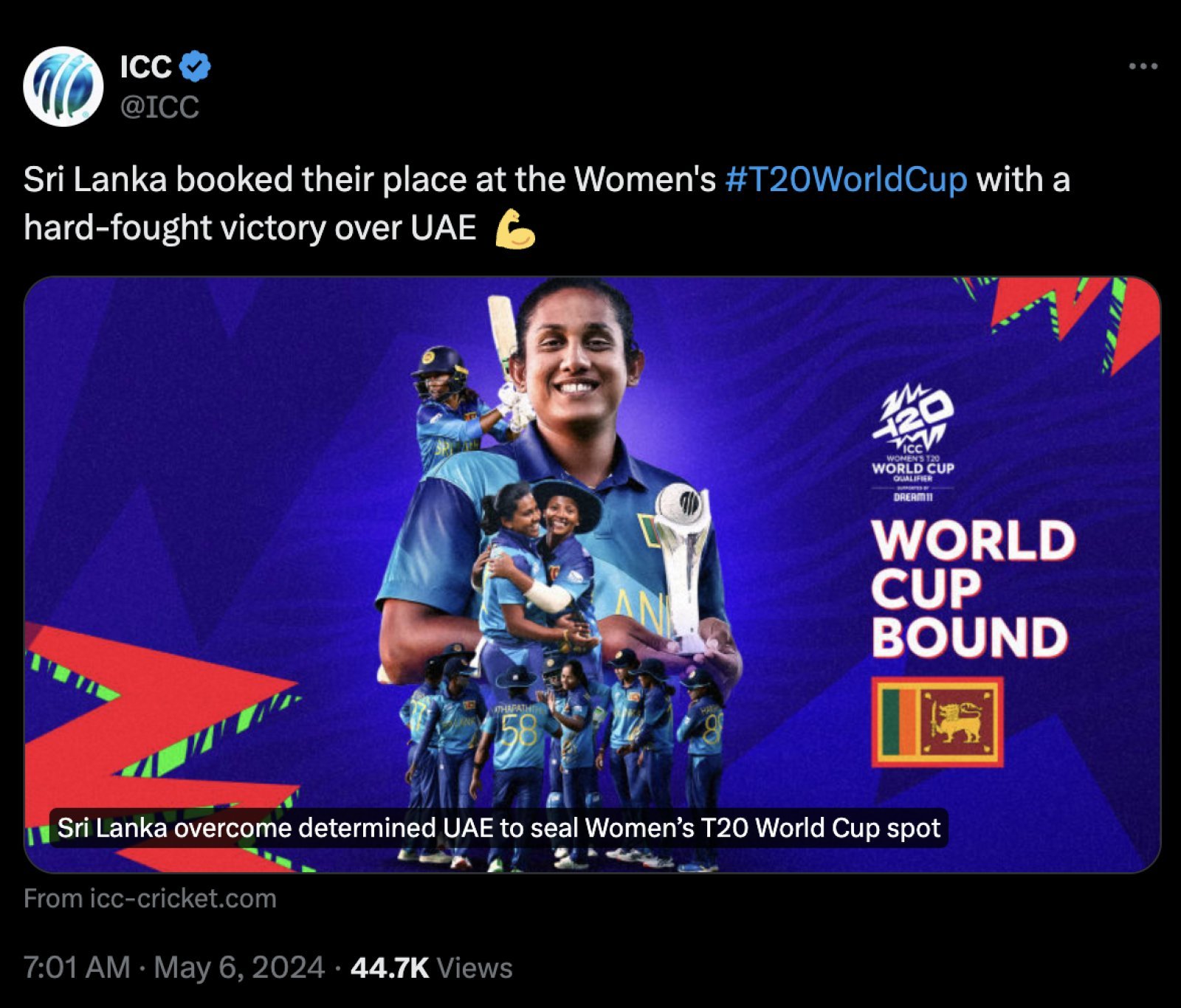 Sri Lanka defeated UAE after a tough fight, became the second team after Scotland to qualify for the Women's T20 World Cup