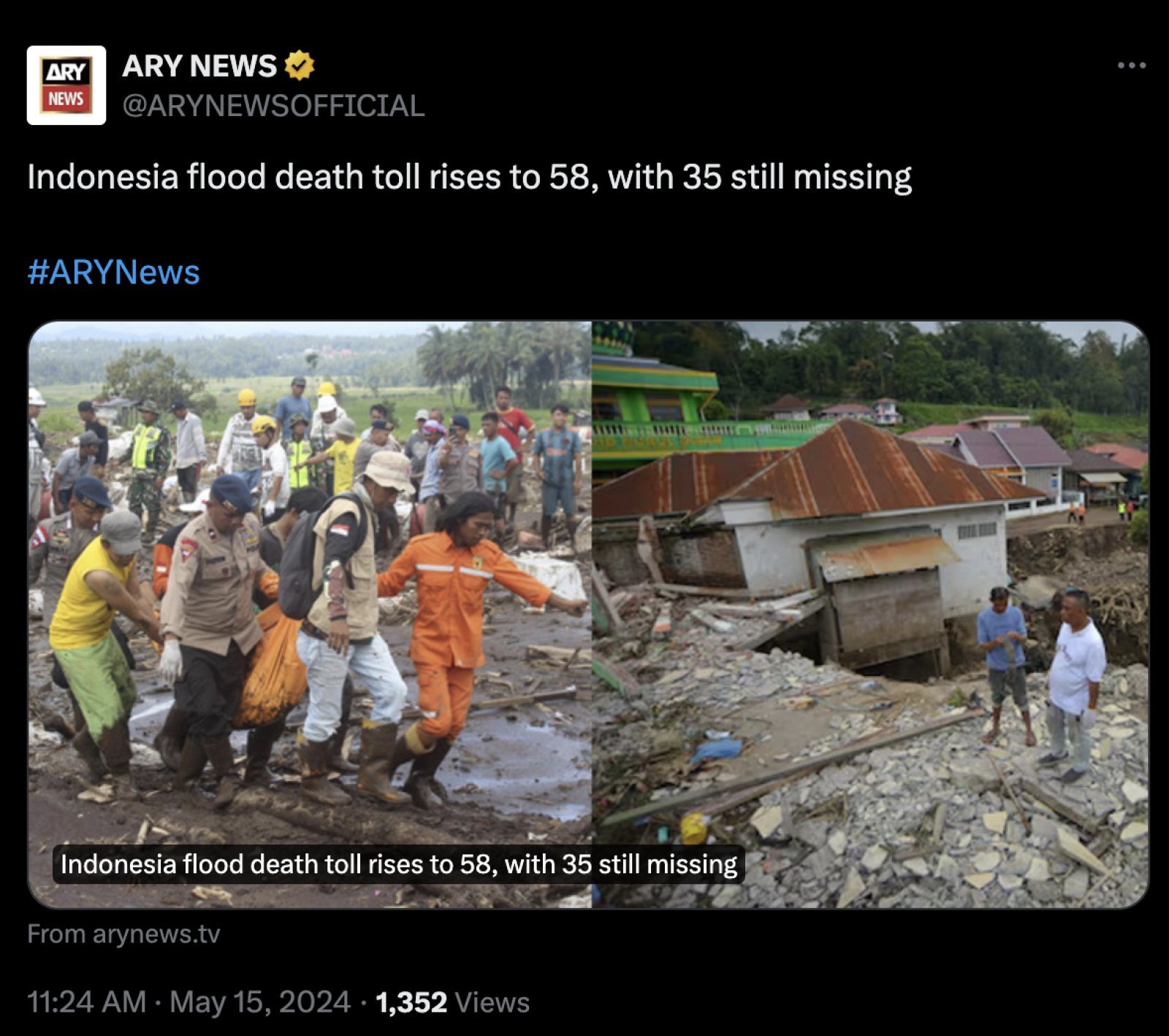 Death toll from cold lava flood in Indonesia reaches 58