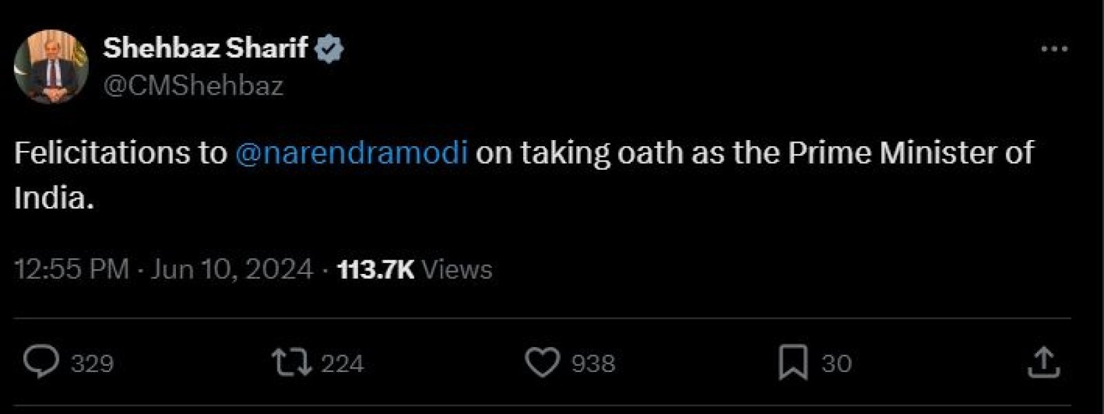 Congratulatory message for PM Modi came from Pakistan, Shahbaz Sharif congratulated with this message