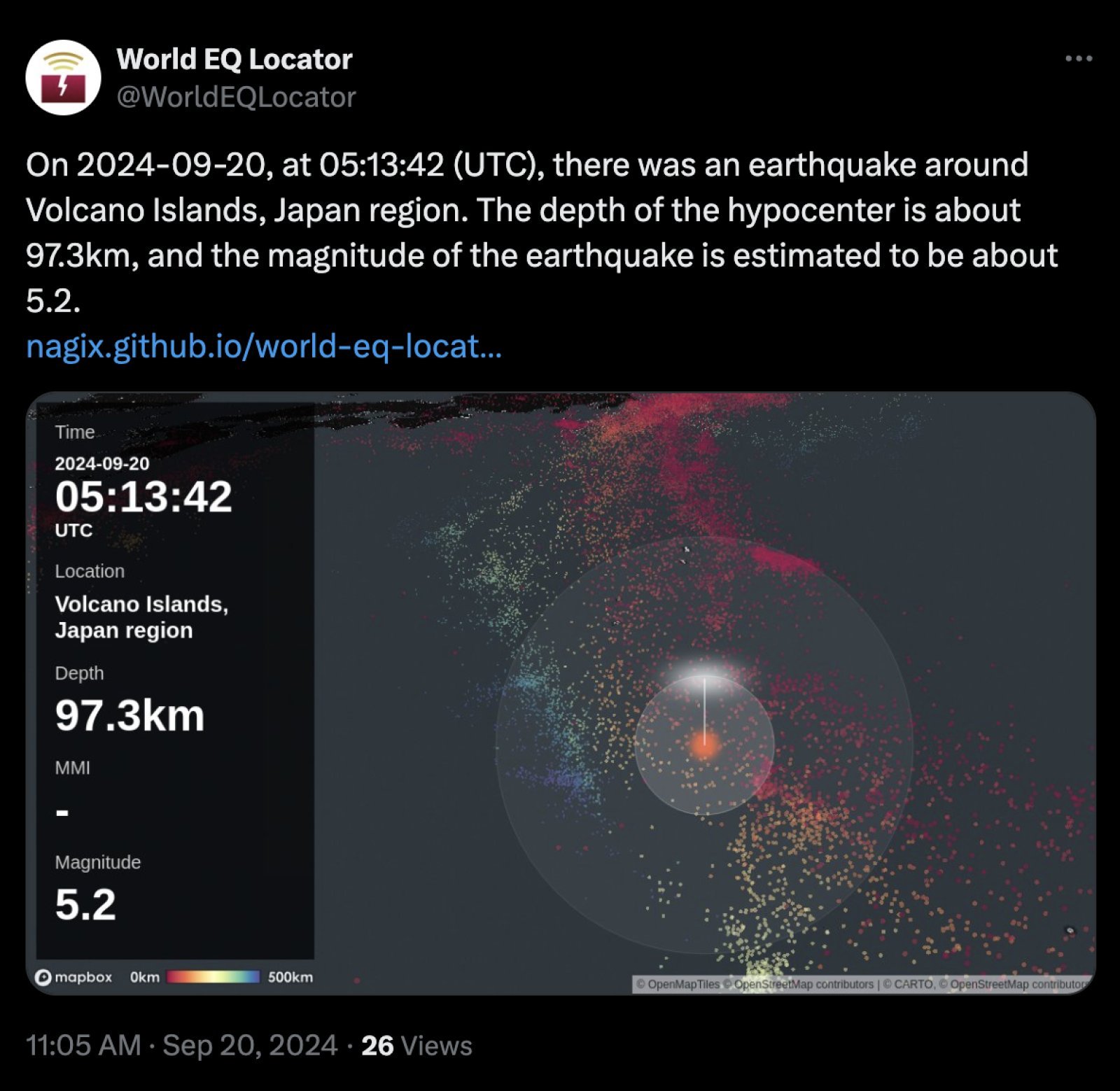 Earthquake strikes Japan, magnitude 5.2 on Richter scale
