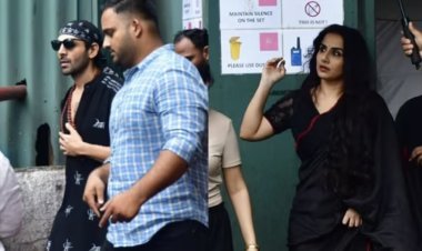 Kartik Aaryan-Vidya Balan seen together on the sets of 'Bhool Bhulaiyaa 3', did a poster shoot for the film